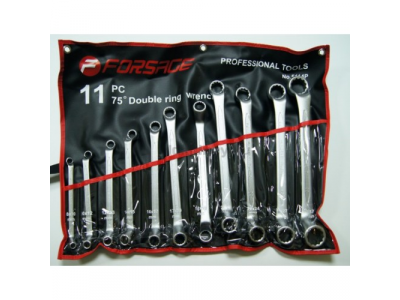 Набор ключей накидных отогнутых на 75грд. 11пр.(8x10мм30x32мм)на полотне от FORSAGE Набор ключей накидных отогнутых на 75грд. 11пр.(8x10мм30x32мм)на полотне